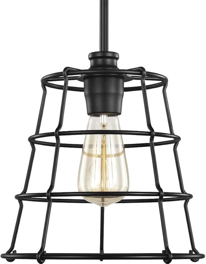 Progress Lighting Chambers Collection 1-Light Farmhouse Pendant Light Matte Black 11.00x10.00x10.00