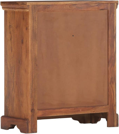 Solid Acacia Wood Sideboard Buffet Cabinet 29.5" H, 2 Door 2 Drawer Natural Brown Pantry Storage for Dining Room Living Room Kitchen