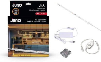 Juno JFX LED Tapelight Starter Kit, 16 Foot Warm White LED Strip Light, Flexible Under Shelf LED Lighting with Dimmer, 200 Lumens, Easy Install Plug-in Light Strip for Kitchen or Accent Lighting