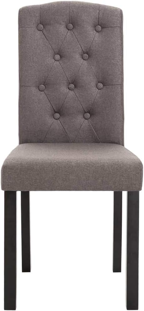 Set of 4 Taupe Fabric Dining Chairs with Rubber Wood Frame 8 x 6.5 x 14.7 in Ergonomic Modern Farmhouse Seating for Kitchen Dining Room Living Room
