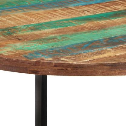 Multicolor Solid Reclaimed Wood Round Dining Table Medium Size for Small Spaces, Sleek Modern Design for Kitchen or Dining Room