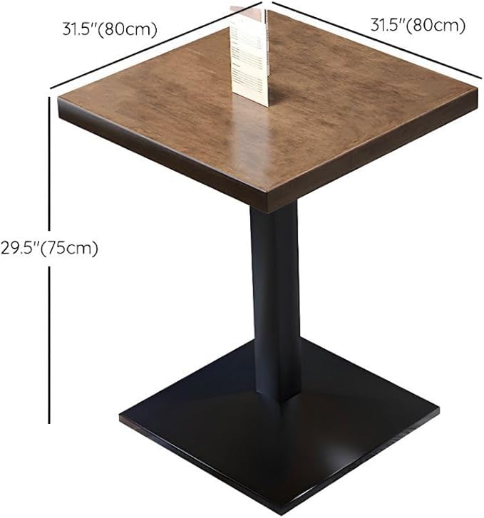 Commercial Dining Table, Metal Industrial Pedestal Dining Wood Top Table Kitchen Dining Room Minimalist Cafes Tea Shops Restaurant Rectangular Square Tables with Iron Legs