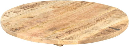 24" Round Solid Mango Wood Table Top Polished for Dining or DIY Butcher Block Desk Small Outdoor Replacement Rustic Kitchen Island Coffee Bar