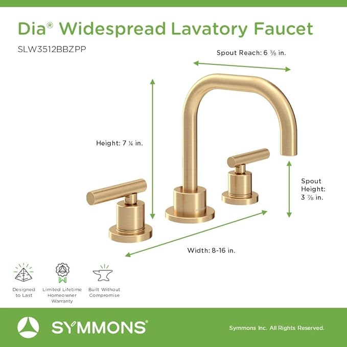 Symmons Dia Widespread Two-Handle Bathroom Faucet with Push Pop Drain Assembly in Brushed Bronze (1.0 GPM), Large
