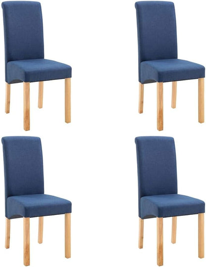 Modern Dining Chairs Set of 4 Blue Fabric Upholstered Wooden Frame Accent Chairs for Dining Room Kitchen Living Room Farmhouse Furniture