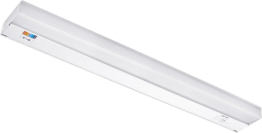 Maxxima 24 in. Hardwired LED Under Cabinet Light - 950 Lumens, 5 CCT, Color Temperature Slide Control, 2700K/3000K/3500K/4000K/5000K, Kitchen and Indoor Lighting Fixture, White, On/Off Switch, ETL