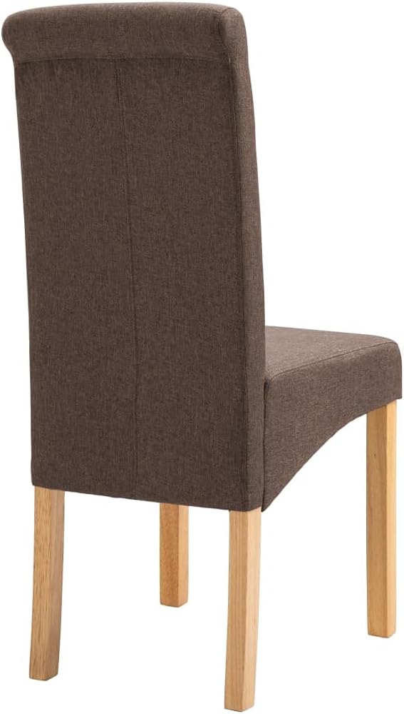 Modern Farmhouse Fabric Dining Chairs Set of 2 Brown Wooden Frame Accent Chairs for Kitchen Living Room and Vanity Comfortable Furniture
