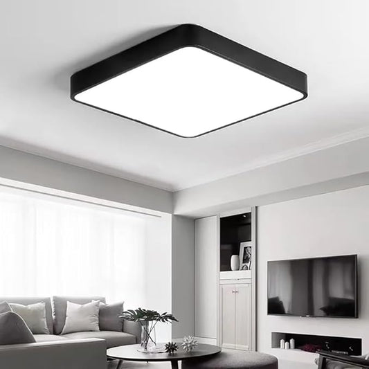LED Ceiling Light Fixture,16 Inch Modern Square Recessed Ceiling Lights,Dimmable Light,36W Black 3000K-6000K Close to Ceiling Lighting Flush Mount Living Room Bedroom