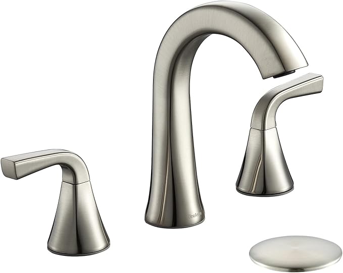 TimeArrow Bathroom Faucet with Pop-up Drain and Supply Lines, Brushed Nickel Widespread Bathroom Sink Faucet for Lavatory Vanity RV Farmhouse, TAF826-BN