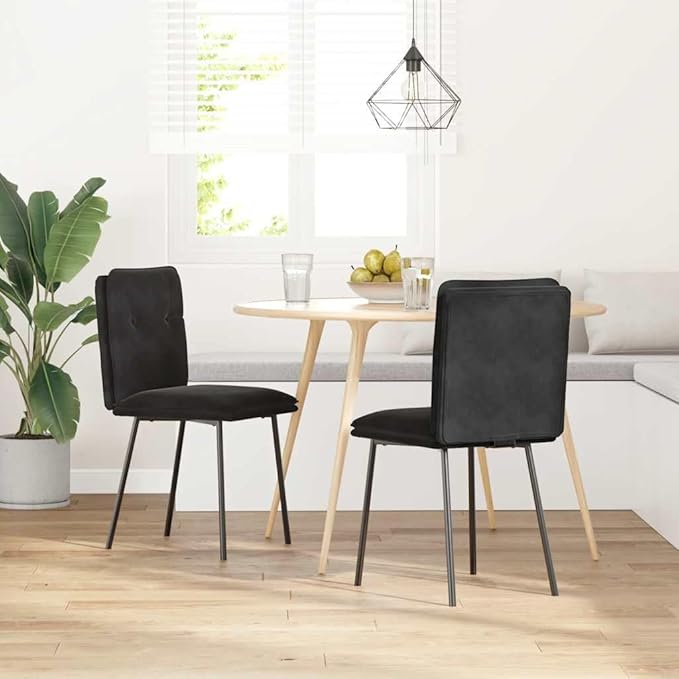 Modern Velvet Dining Chairs Set of 2 Black Metal Frame with Thick Foam Padding for Kitchen Living Room Dining Room Furniture Comfortable Accent Seating