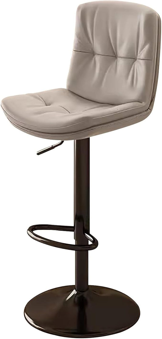Counter Height s with Back, Faux Leather Adjustable Chairs for Kitchen Island,Light Gray-Black Leg