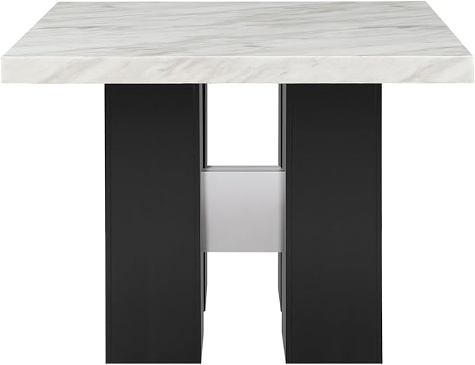 Mikha White Table - Stylish Kitchen Island Counter - Faux Marble Top - 48"