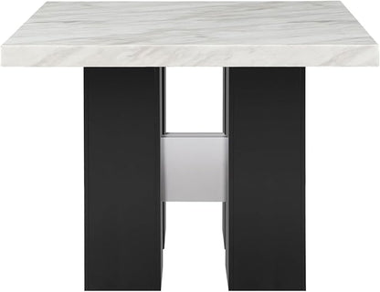 Mikha White Table - Stylish Kitchen Island Counter - Faux Marble Top - 48"