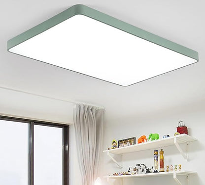 LED Ceiling Light Fixture,16 * 24 Inch Modern Rectangle Recessed Ceiling Lights,Dimmable Light,48W Green 3000K-6000K Close to Ceiling Lighting Flush Mount Living Room Bedroom