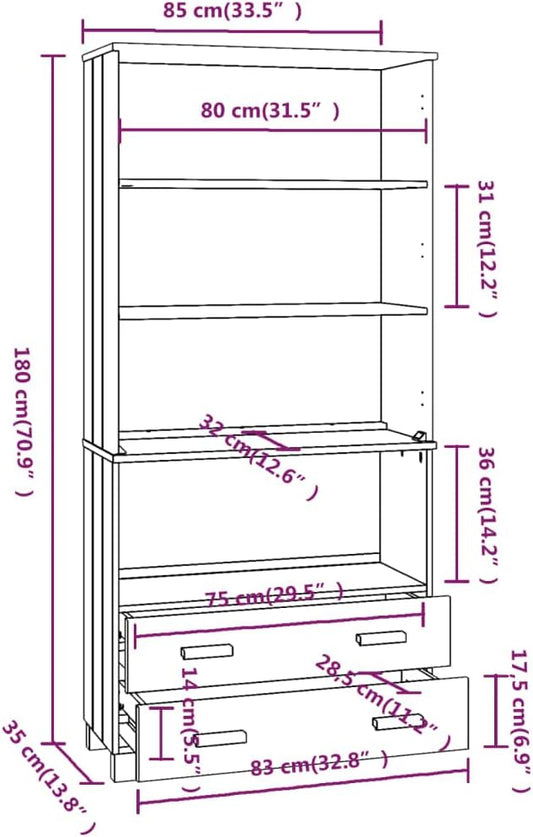 Highboard Set of 2, Light Grey Solid Pinewood MDF, Large Storage Cabinet for Living Room, Tall Buffet Cabinet with Sliding Doors Kitchen Furniture