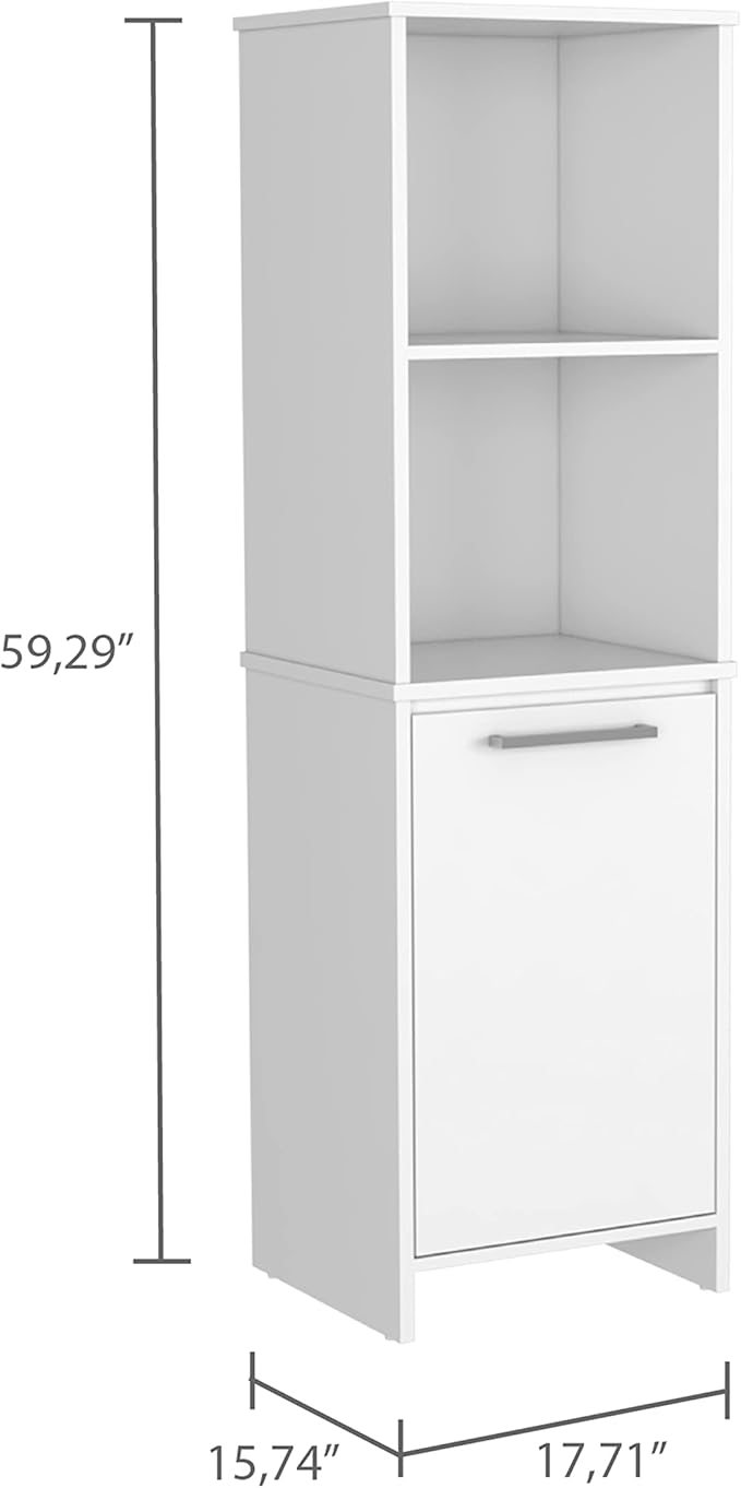 Modern Kitchen Pantry, White Storage Cabinet with 1-Shelf, Easy to Maintain, for Dining Room