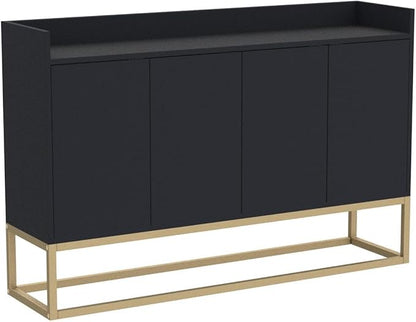 LUMISOL Modern Wood Kitchen Storage Sideboard Buffet Cabinet Console Table with Doors Wood Coffee Bar Cabinet with Shelves and Metal Base