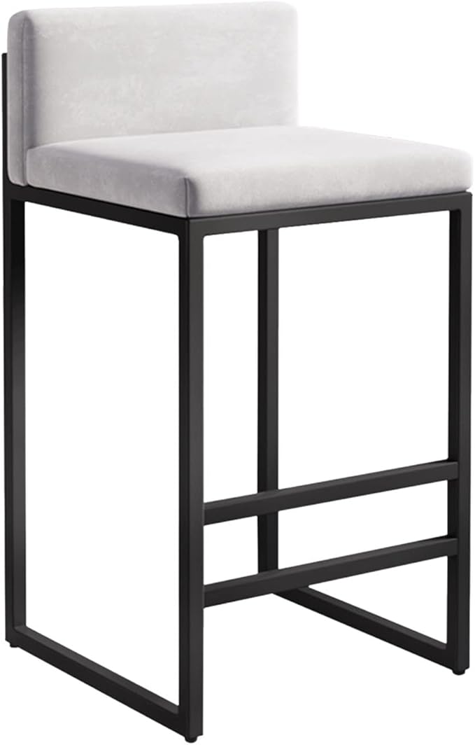 Velvet Stools with Low Back Mid-Century Upholstered Armless Chairs for Kitchen Island Home Pub Grey + Gold Sitting Height 65cm (White + Black 29.5in)