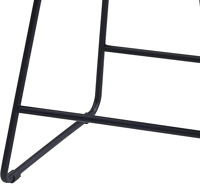 Brown & Black Counter Height Chairs for Kitchen Island, Two-Pack, Metal Sled Base & Faux Leather Upholstered Seats