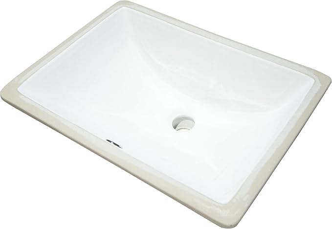 MSI 18.5” (L) x 13.75” (W) x 8.0” (H) Rectangle Porcelain Ceramic Undermount Bathroom Vanity Vessel Sink, White