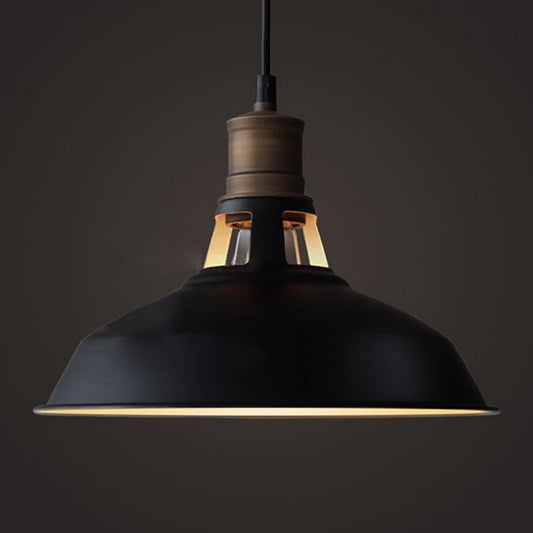 CLAXY Farmhouse Barn Pendant Light Black 1-Light Hardwired Hanging Light Fixture for Kitchen Dining Loft Restaurant Bar
