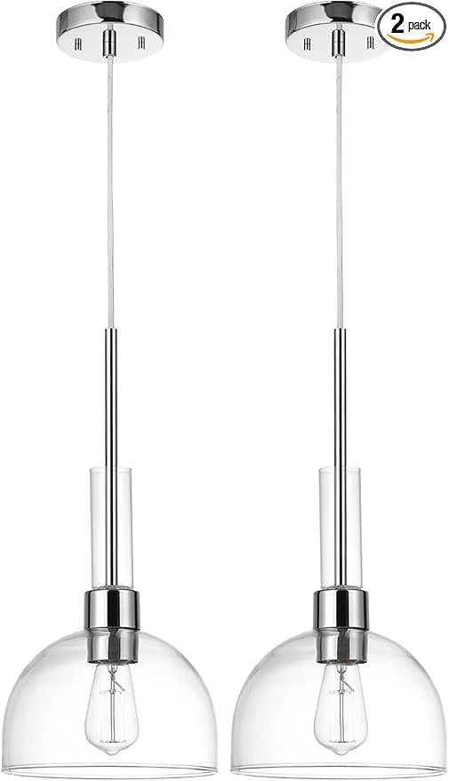 Globe Electric 60896 Tai 1-Light Pendant, Chrome, Clear Glass Shade, Bulb Not Included (Pack of 2)