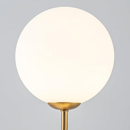 LamQee 41 Inch Mid Century Modern Linear Chandelier, 6 Lights Milk Glass Globe Chandeliers Light Fixture with Gold and White Ball, Large Pendant Lighting Ceiling Hanging for Dining Room Kitchen Island
