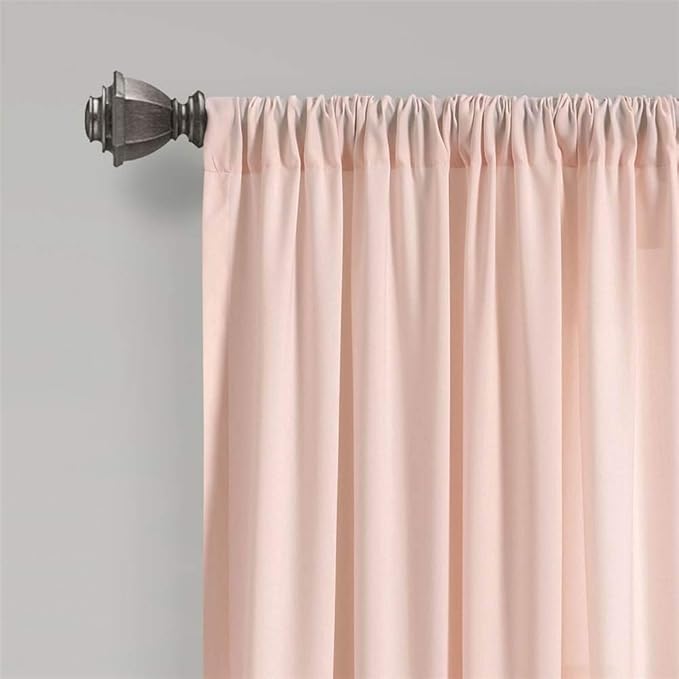 Lush Decor, Blush Allison Ruffle Curtains Window Panel Set for Living, Dining Room, Bedroom (Pair), 63" x 40" (16T004557)