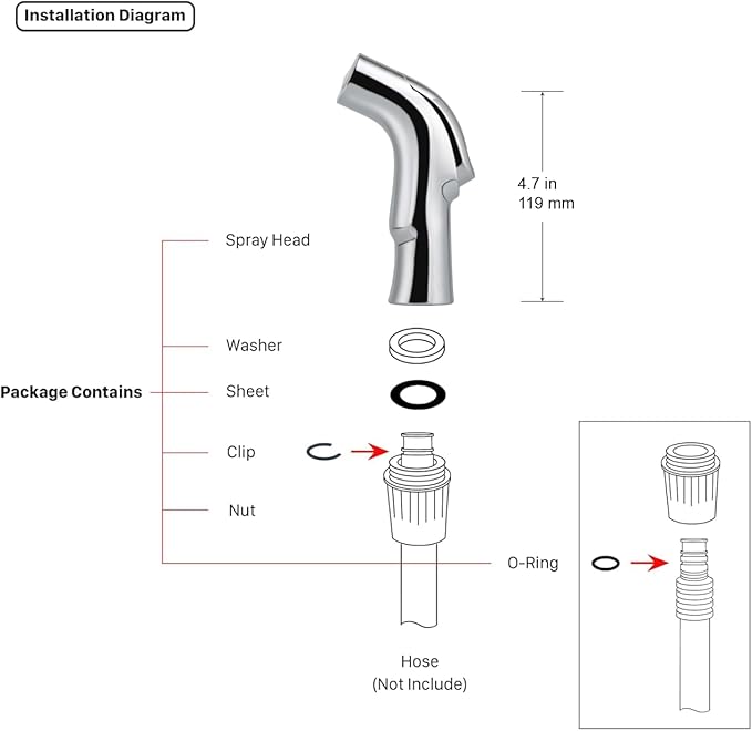 Universal Fit Sink Spray Attachment, Kitchen Side Sprayer Head, Pull Out Spray Head, Faucet Sprayer Replacement for Delta, Moen, Kolher and Other OEM Brands, Brushed Nickel Finish, Ergonomic Design