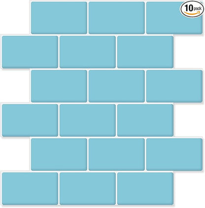 STICKGOO 10-Sheet Blue Subway Tiles Peel and Stick Backsplash, Stick on Tiles Kitchen Backsplash (Thicker Design)