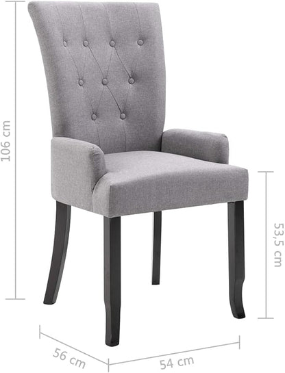 Dining Chairs Set of 2 Light Grey Polyester Solid Oak Legs 21.3"x22"x41.7" Modern Farmhouse Accent Seating for Kitchen Dining Room or Vanity Corner