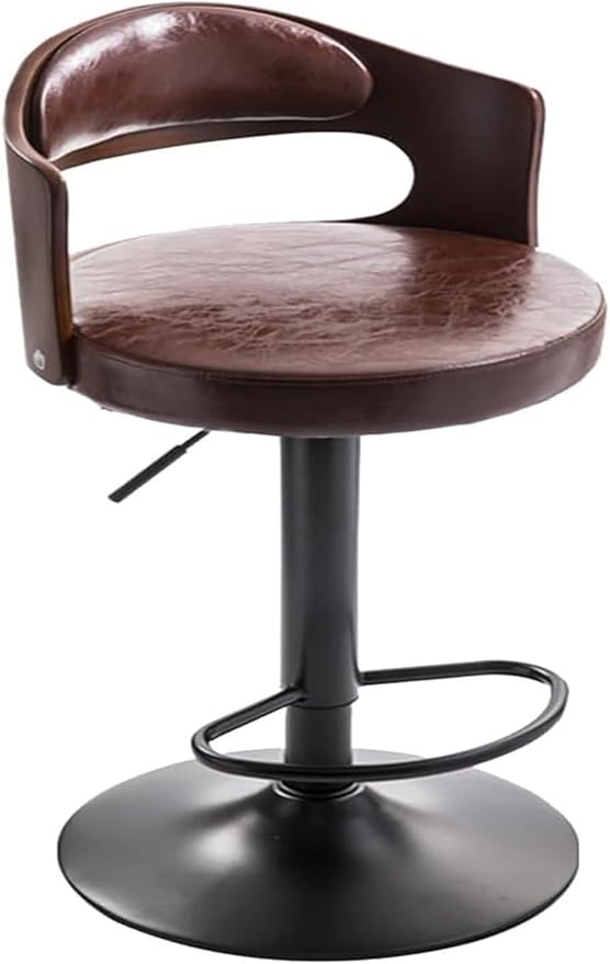 Adjustable s with Back, Upholstered Stools with Footrest and Armrests for Kitchen Island and Counter Height Dining,/Brown a