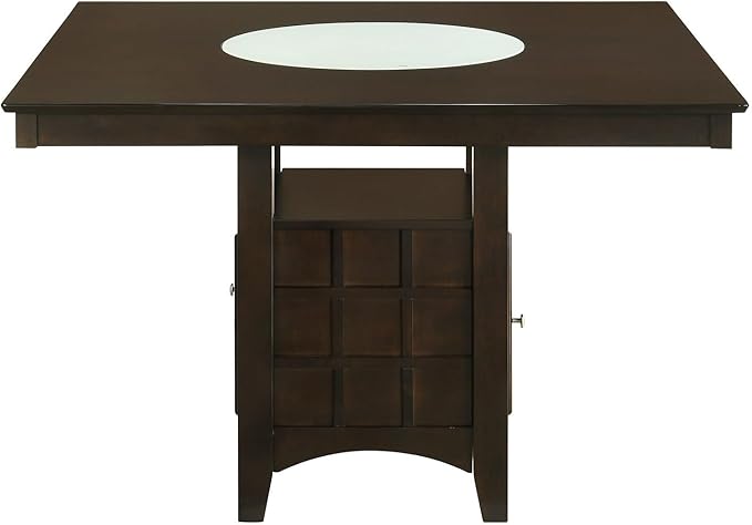 HomeStock Counter Height Dining Table - Square Kitchen Table with Storage - Cappuccino Finish