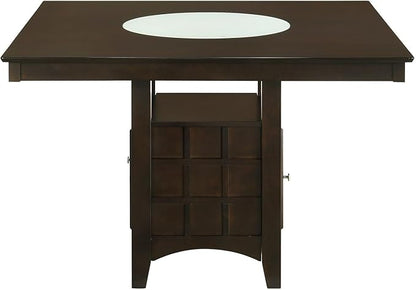 HomeStock Counter Height Dining Table - Square Kitchen Table with Storage - Cappuccino Finish