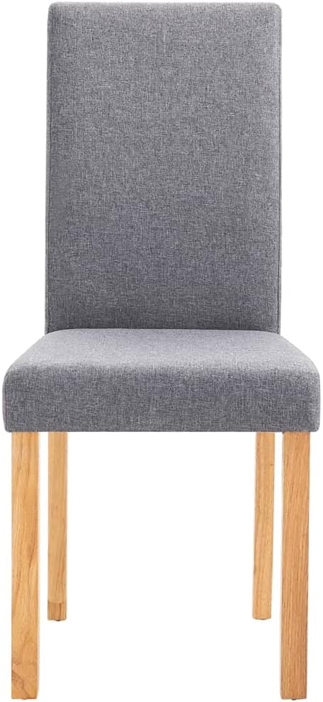 Modern Dining Chairs Set of 2 Light Gray Fabric Upholstered Kitchen Chairs with Rubber Wood Frame for Dining Room Kitchen and Farmhouse Decor