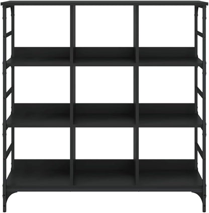 Black Industrial Sideboard, Engineered Wood, Matte Finish, 40.2x40.2x40.7 Inch Large Buffet Cabinet with Adjustable Feet, for Living Room, Hallway Kitchen Furniture