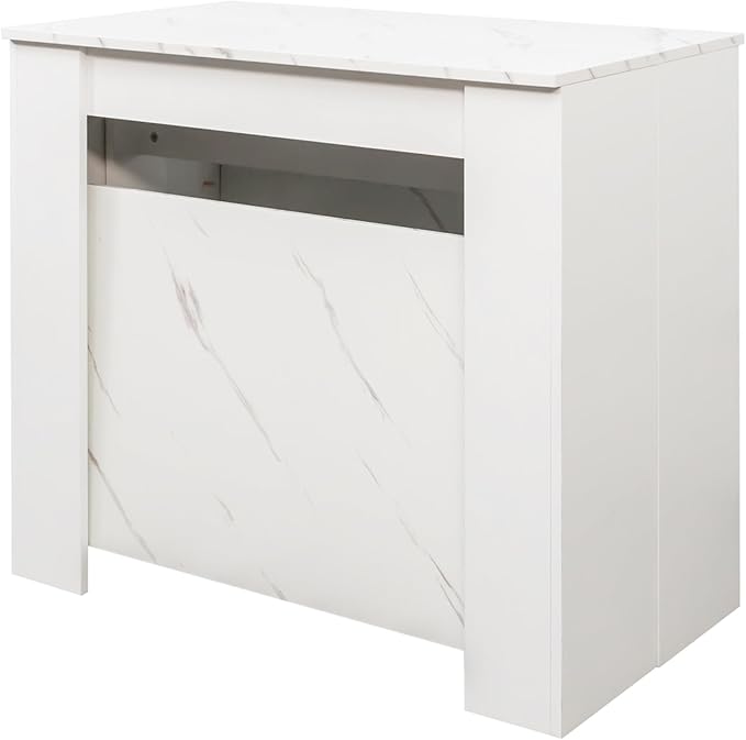 20''- 118.5'' Extendable Dining Room Table, Expandable Dining Table, Modern Large Table, for 2-12 Person, White Marble
