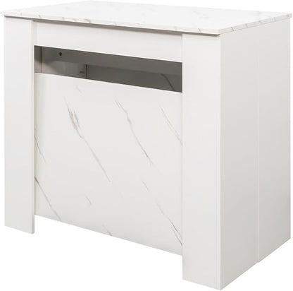 20''- 118.5'' Extendable Dining Room Table, Expandable Dining Table, Modern Large Table, for 2-12 Person, White Marble