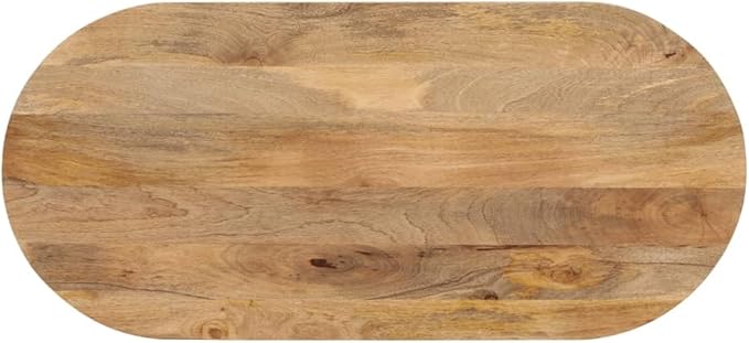 39.4"x15.7"x1" Brown Solid Mango Wood Oval Tabletop, Rustic Butcher Block Countertop for Dining Room, Kitchen Island, Easy Care Wood Table Top, Indoor Use Only