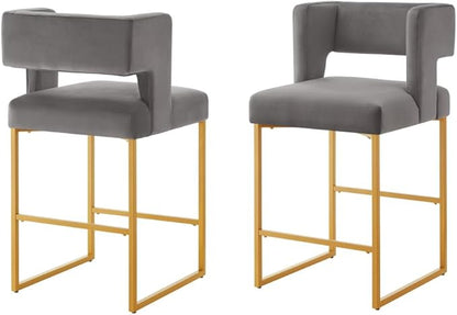 Counter Height Bar Stools with Square Open Backrest and Built-in Footrest, 26 Inch Seat Height for Kitchen Islands and Home Bars