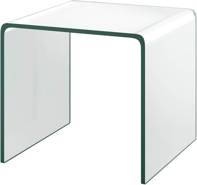 Tangkula Tempered Glass End Table, Clear Sofa End Tables with Waterfall Edges & Non-Slip Pad, 18 x 18 x 16 inches, No Assembly Needed, Transparent Glass Side Table for Living Room Bedroom Office