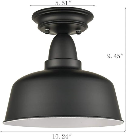 Farmhouse Matte Black Ceiling Light Fixture Rustic Barn Intusrial Semi Flush Mount Ceiling Lights for Kitchen Dining Room Hallway Porch Foyer Entryway Laundry Corridor…