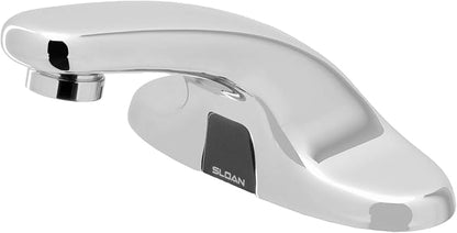 Sloan Optima EBF-650 Sensor Activated Touch-Free Faucet, Commercial Grade with Mounting Hardware - 0.5 GPM Battery-Powered Deck-Mounted Low Integrated Base Body with 8" Trim Plate, 3315139BT