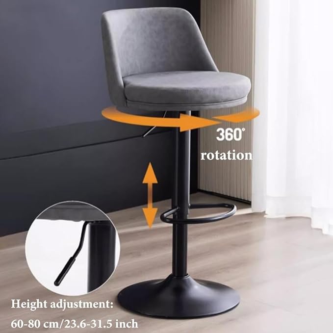 PU Leather Adjustable Stools - Swivel Armless Counter for Kitchen Island, Dining Room &,/Beige B-One Size