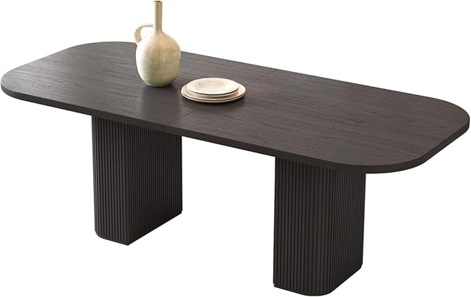 Miuuod 65" Dining Table for 4-6,Farmhouse Kitchen Table with Large Tabletop, Rectangular Dinner Eating Table for Dining Room,Living Room, Kitchen,Black
