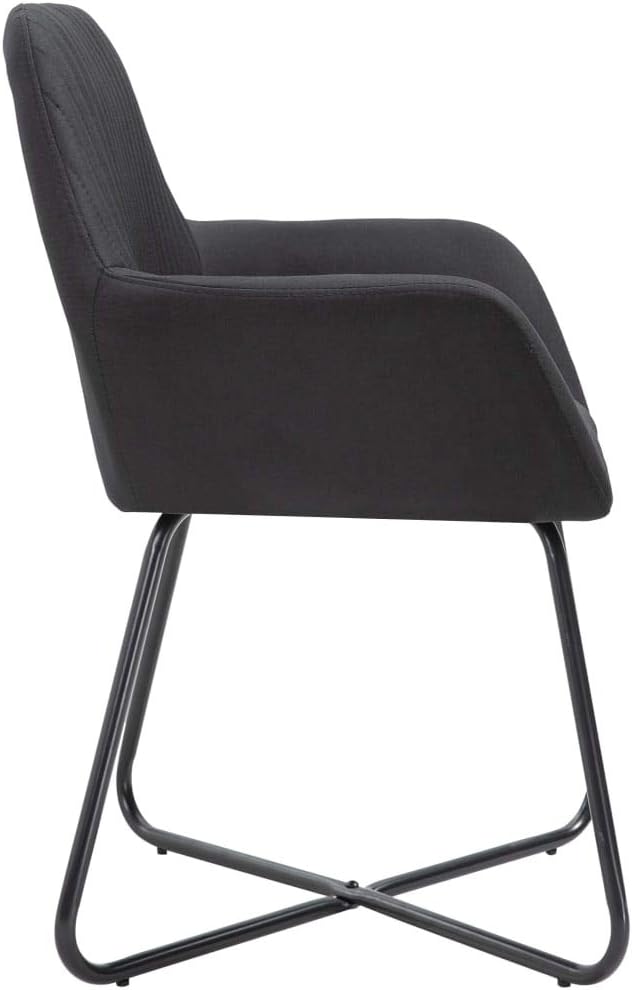 Black Dining Chair Set of 2 Modern Accent Seats with Powder-Coated Steel Frame 9.4 x 9.4 x 13 in No-Assembly Comfortable Upholstered Fabric for Kitchen Dining or Living Room