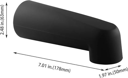 SENTO Slip On Black Universal Bathroom Tub Spout Without Diverter, Durable Heavy Duty Metal Bathtub Faucet Without Shower Diverter - 7 Inches 1/2" Copper Pipe, Matte Black