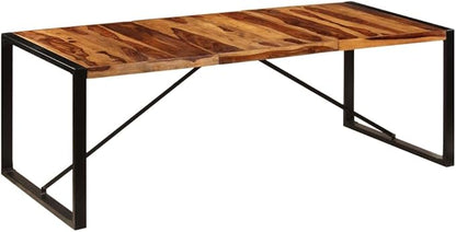 Solid Sheesham Wood Dining Table for 8 Rectangular 39.4x62.9x29.5 Inch Industrial Vintage Style Kitchen and Dining Room Furniture