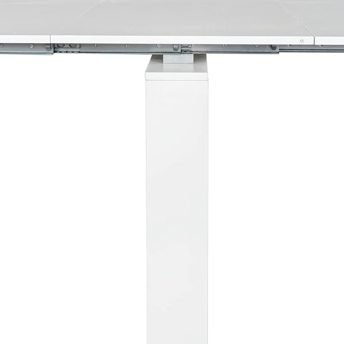118" Extendable Island Table, Rustic Dining Table with Easy Clean, Mid Century Dining Table for Kitchen Dining Living Room, White