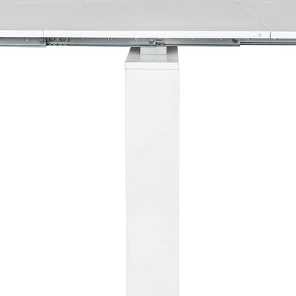 118" Extendable Island Table, Rustic Dining Table with Easy Clean, Mid Century Dining Table for Kitchen Dining Living Room, White